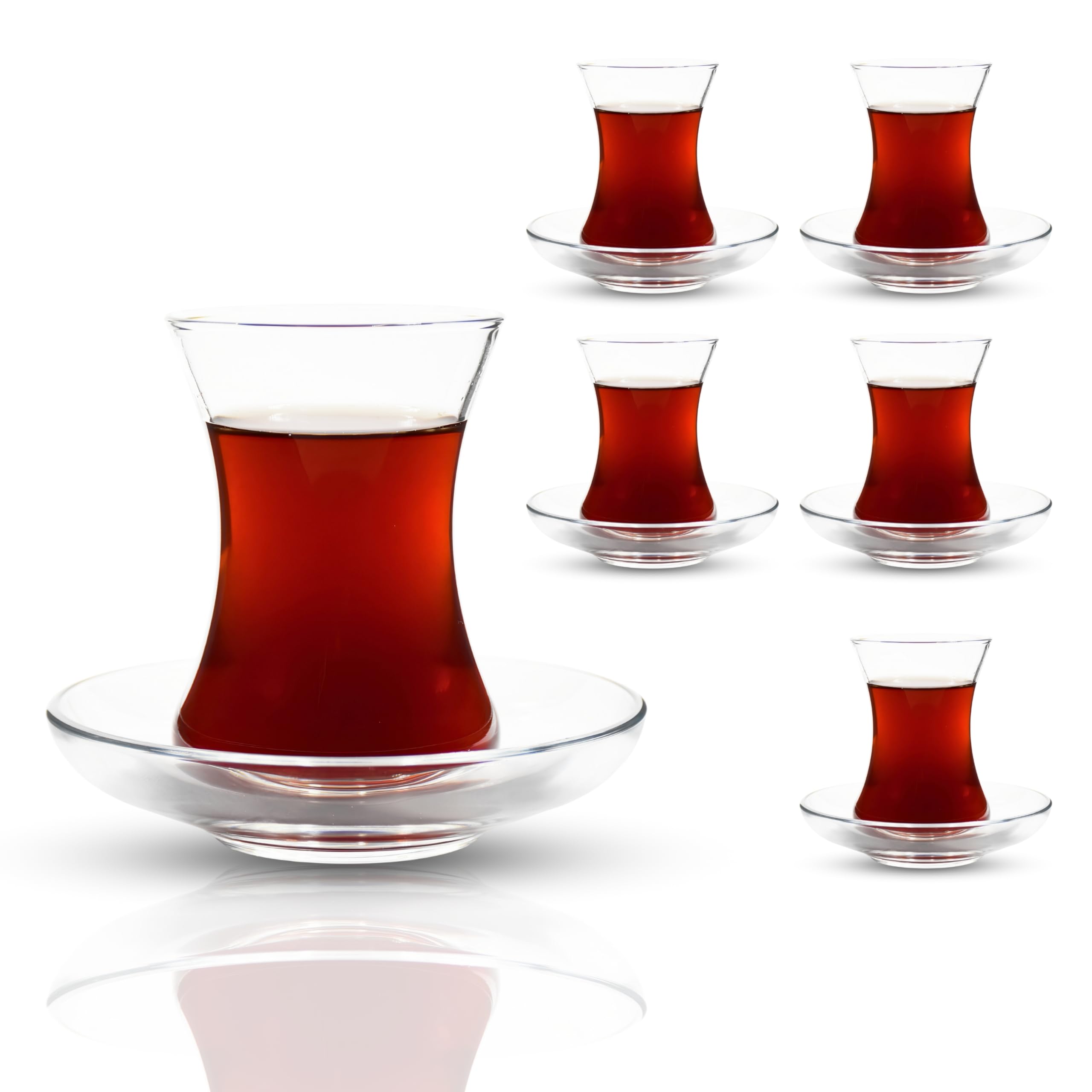 ums Turkish Tea Glass Set includes six saucers and six glasses for hosting