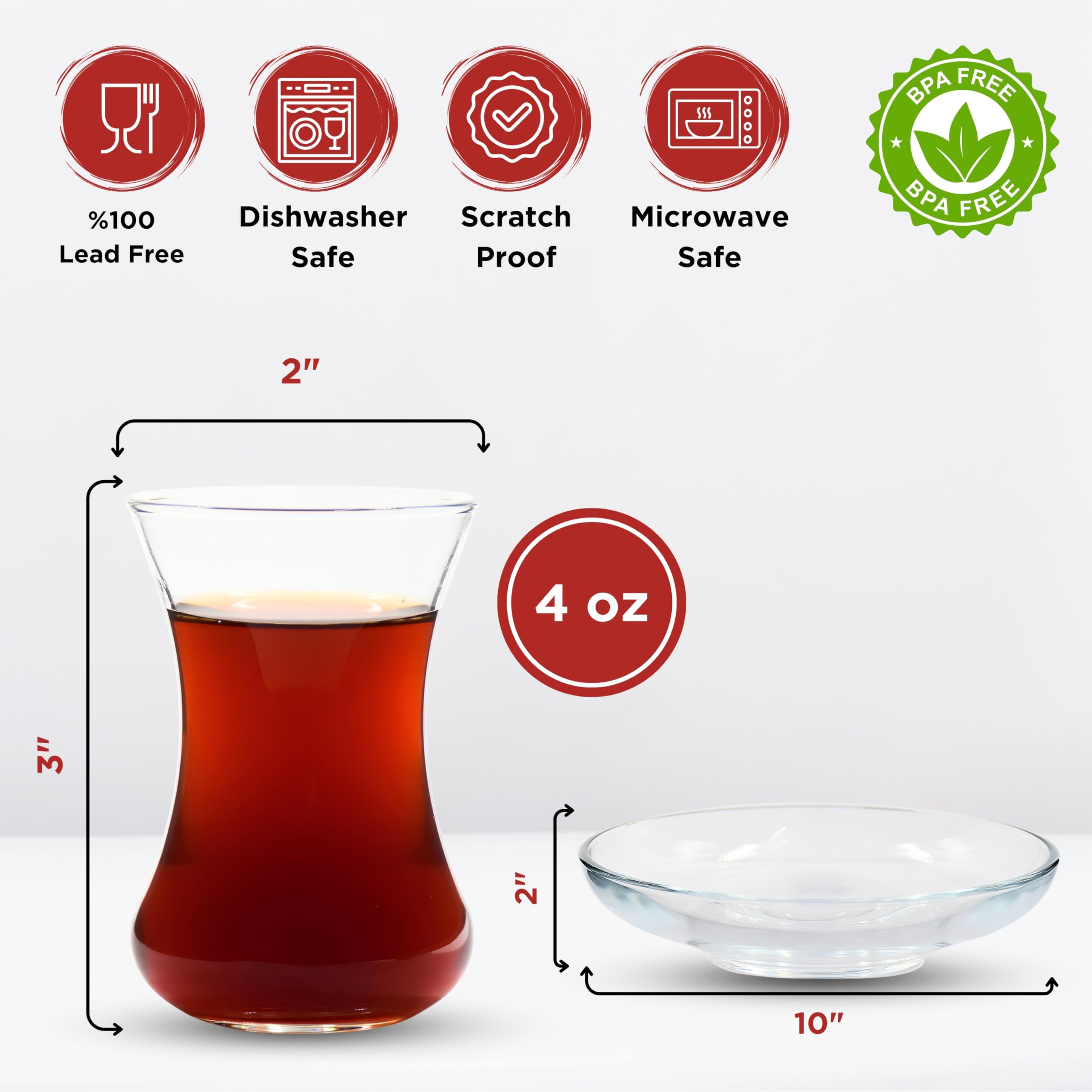 ums Turkish Tea Glass Set tulip shape keeps tea hot and visually appealing