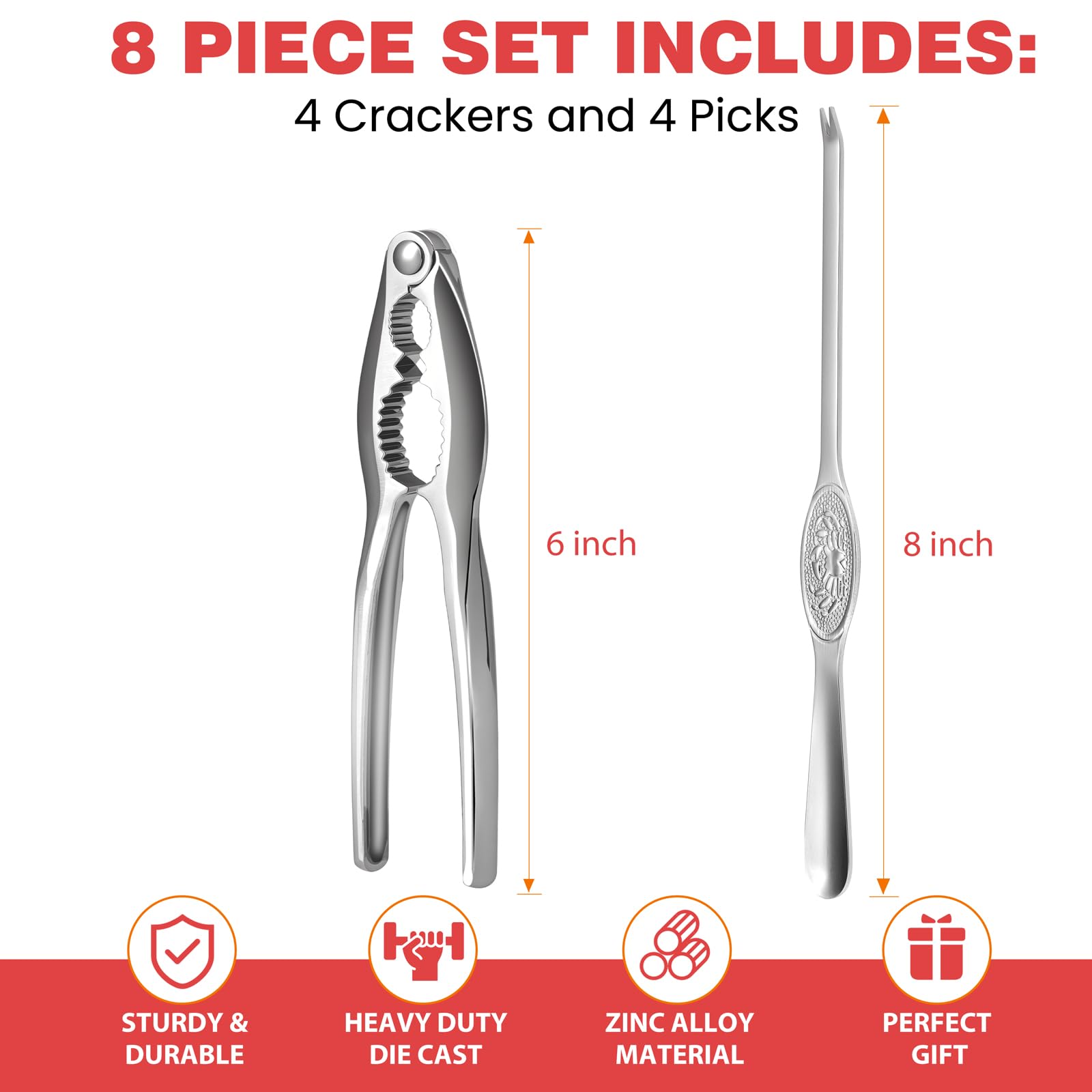 UNBOXING MOMENTS stainless steel crackers handle crab legs smoothly and resist rust.