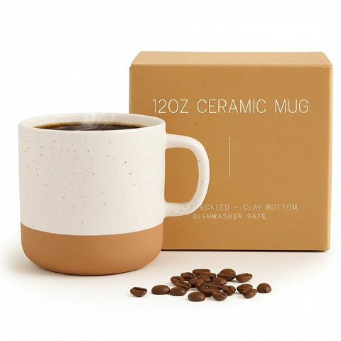 Unboxme Givenne speckled mug with gloss finish, ideal for cozy morning rituals.