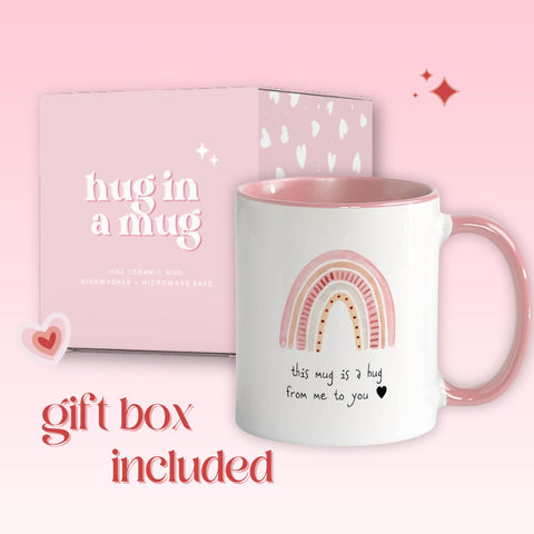 Unboxme Gifts Hug in a Mug double-sided print remains vibrant.