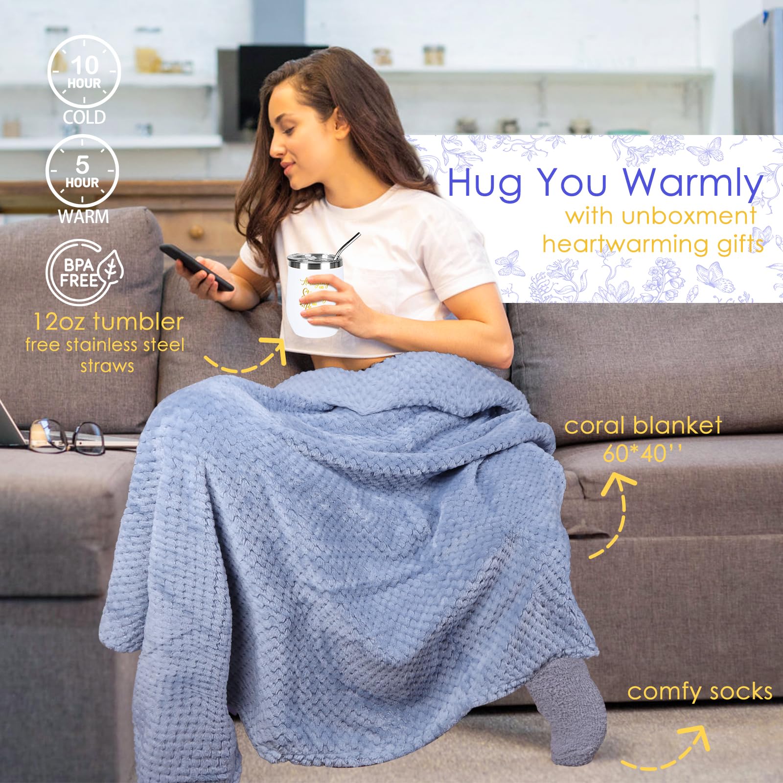 UNBOXMENT Coral blanket cozy throw for warmth during recovery