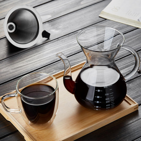 Unbreakable pour-over with easy-grip handle for comfortable pours