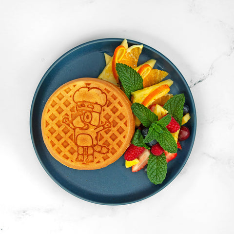 Uncanny Brands Bluey Mini Waffle Maker nonstick plates for easy release and cleanup