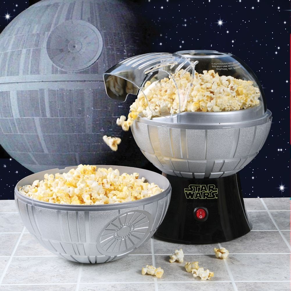 Uncanny Brands Death Star popcorn maker easy-clean popping chute after use