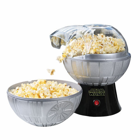 Uncanny Brands Death Star popcorn maker with popping chamber in action for oil-free snacking