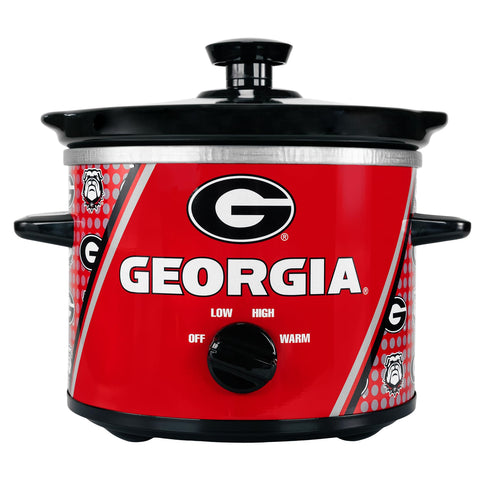 Uncanny Brands Georgia Bulldogs 2qt slow cooker ETL UL label, certified safety