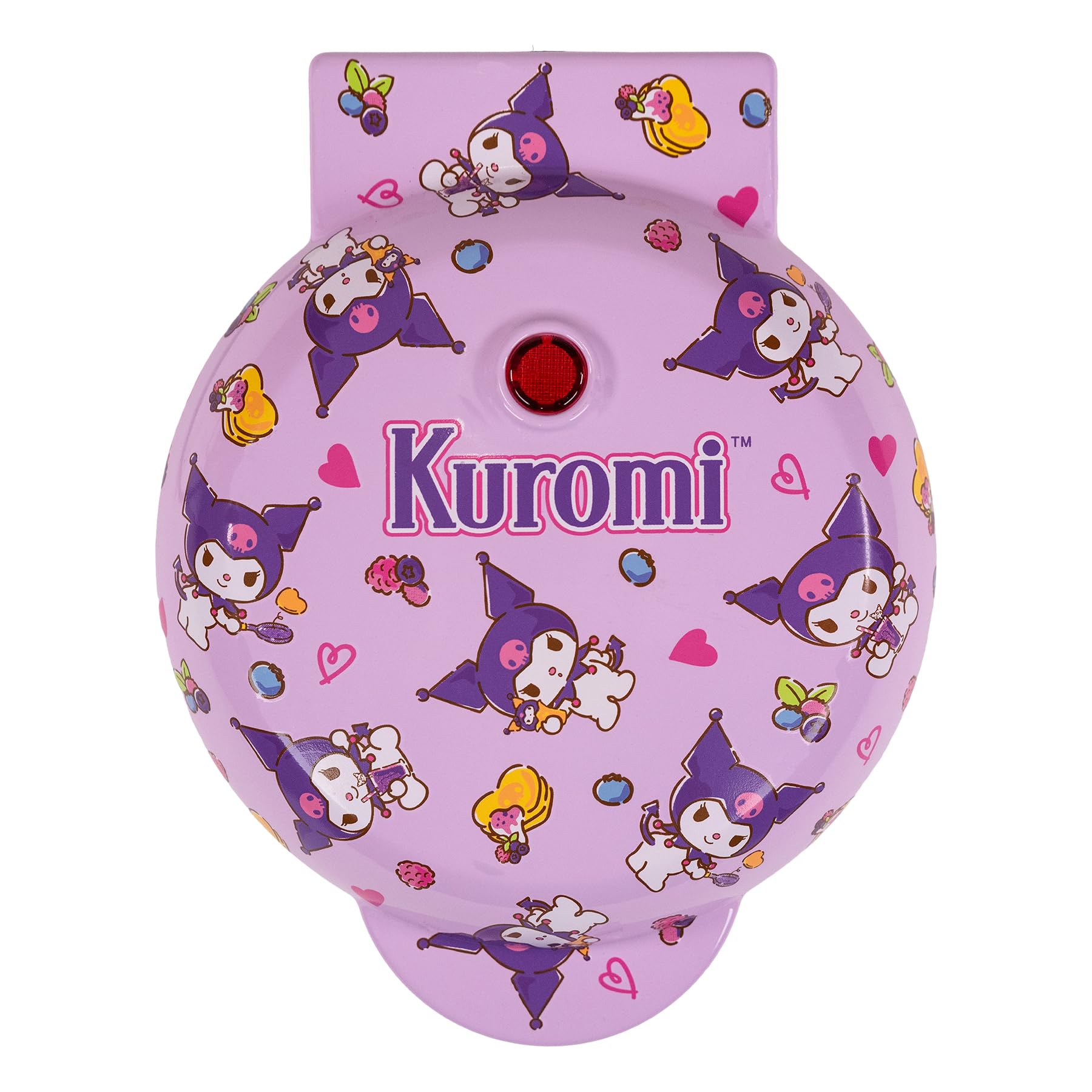 Hello Kitty Kuromi mini waffle maker in use, perfect for cute breakfasts.