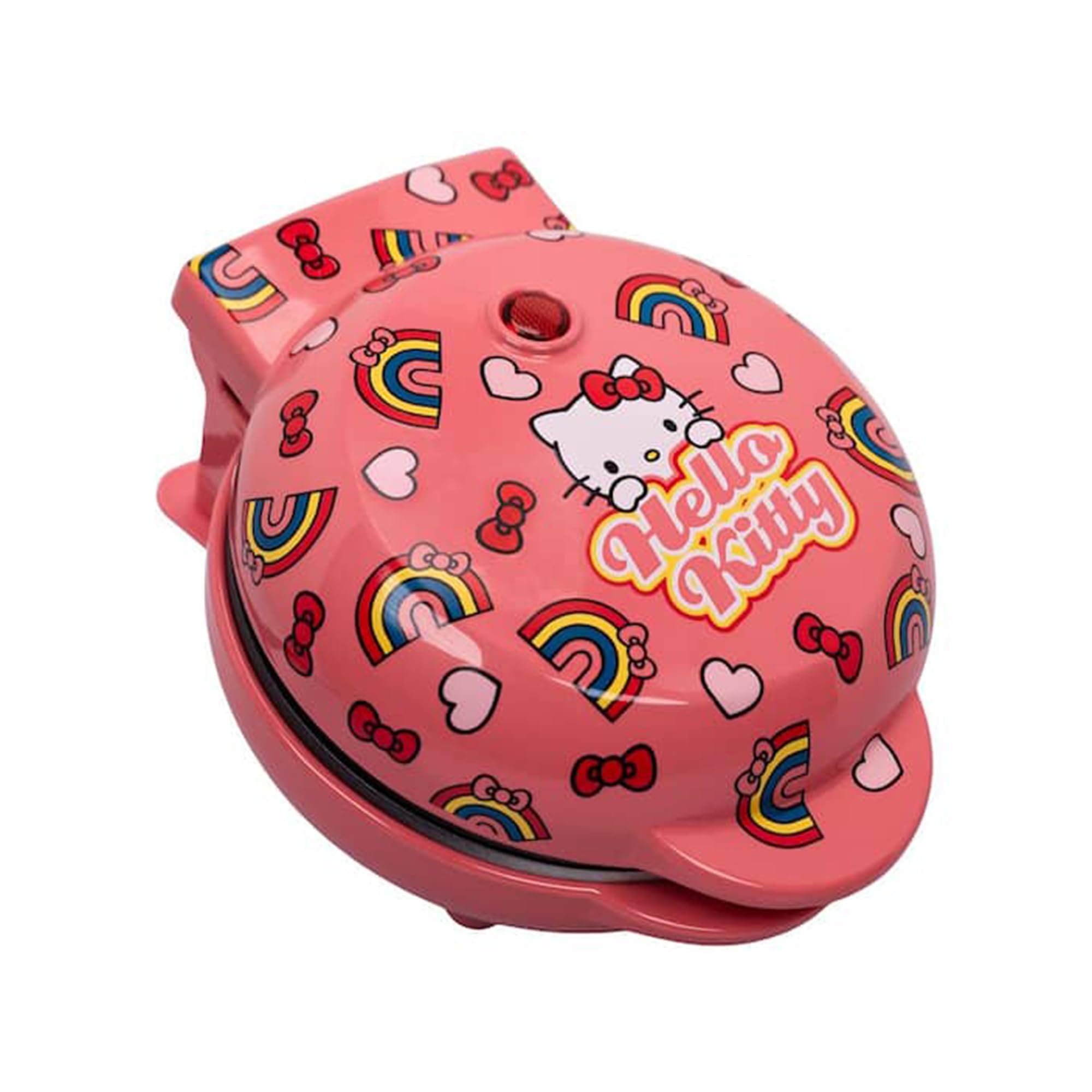 Uncanny Brands Hello Kitty mini waffle maker lid adds cute decor to quick breakfasts.