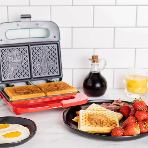 Uncanny Brands non-stick waffle plates simplify cleanup after breakfast.