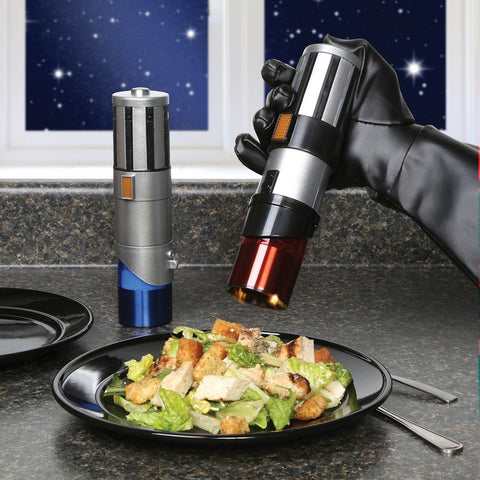 Uncanny Brands Lightsaber Grinder One-Hand Operation enables quick seasoning with a tap