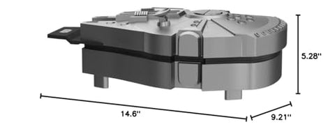 Uncanny Brands Millennium Falcon waffle maker, interior detail enables easy release and cleanup.
