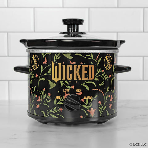 Uncanny Brands Wicked 2Qt slow cooker graphics-wrap housing on counter stands out.