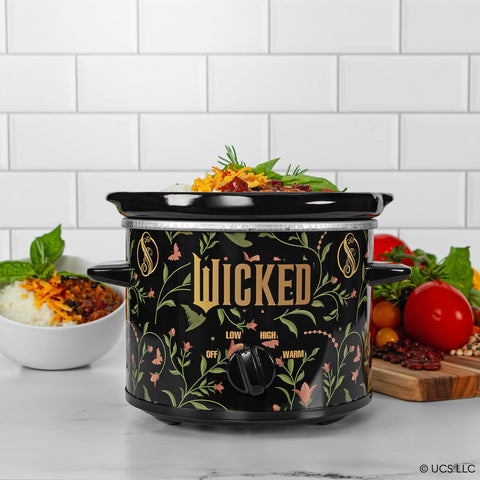 Uncanny Brands Wicked 2Qt slow cooker metal-housing close-up shows durable construction.