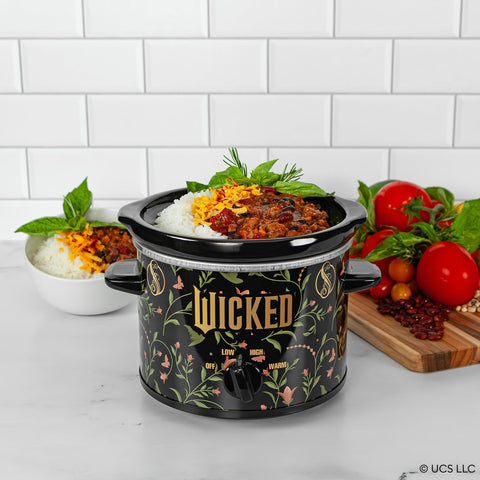 Uncanny Brands Wicked 2Qt slow cooker table-serving insert facilitates transferring meals.