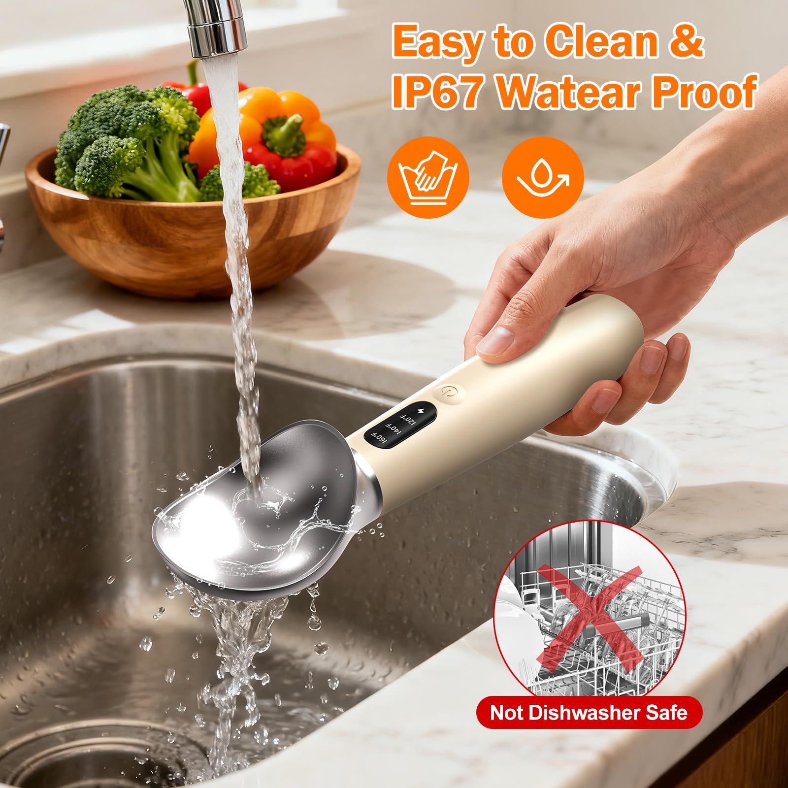 Undersary IP67 waterproof head resistant to splashes during use