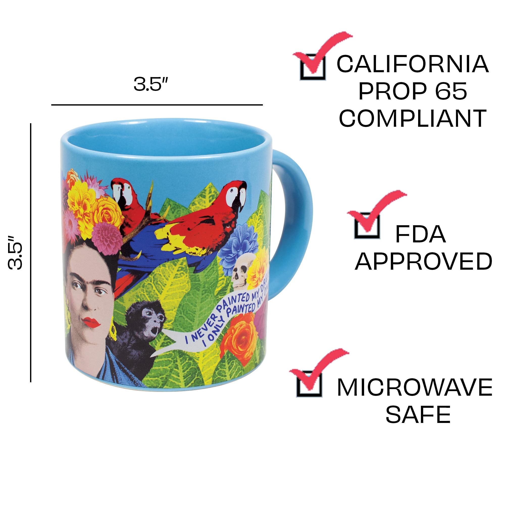 The Unemployed Philosophers Guild Frida Kahlo Dreams Mug, flowers and monkeys for vibrant coffee moments