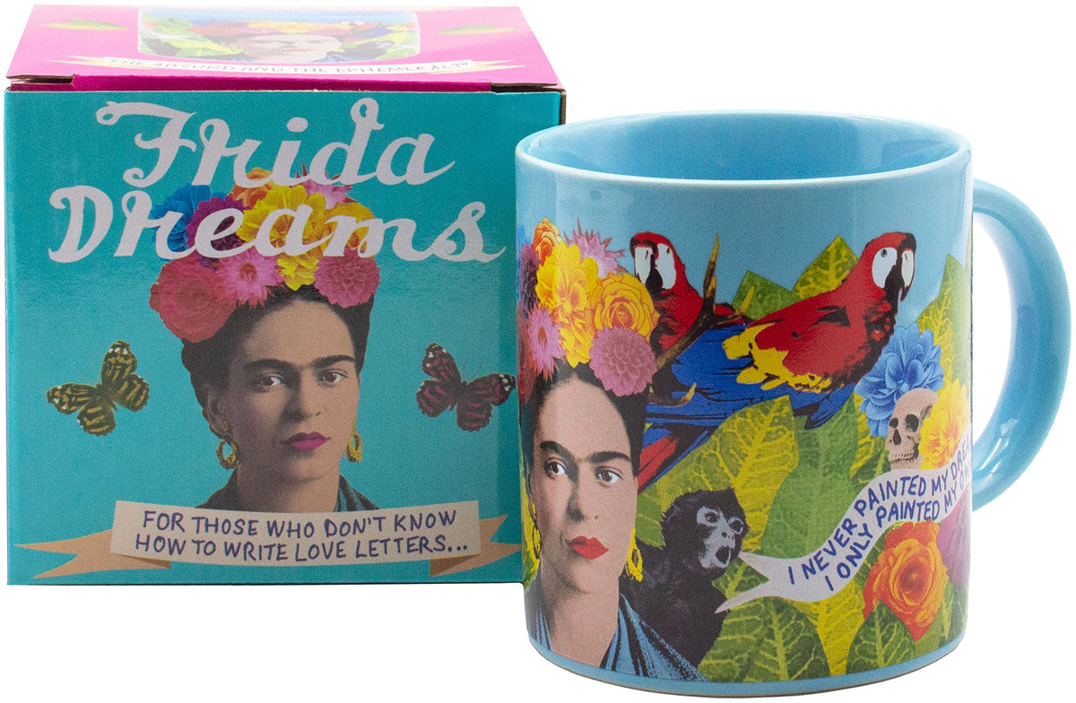 The Unemployed Philosophers Guild Frida Kahlo Dreams Mug with quote design for morning inspiration