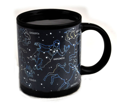 The Unemployed Philosophers Guild mug reveals Cassiopeia when hot, ideal for mindful mornings.