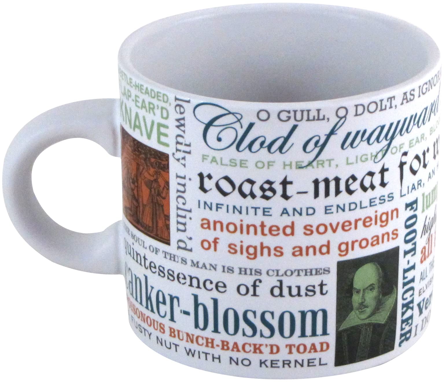 The mug features varied fonts and colors for eye catching Bard inspired humor