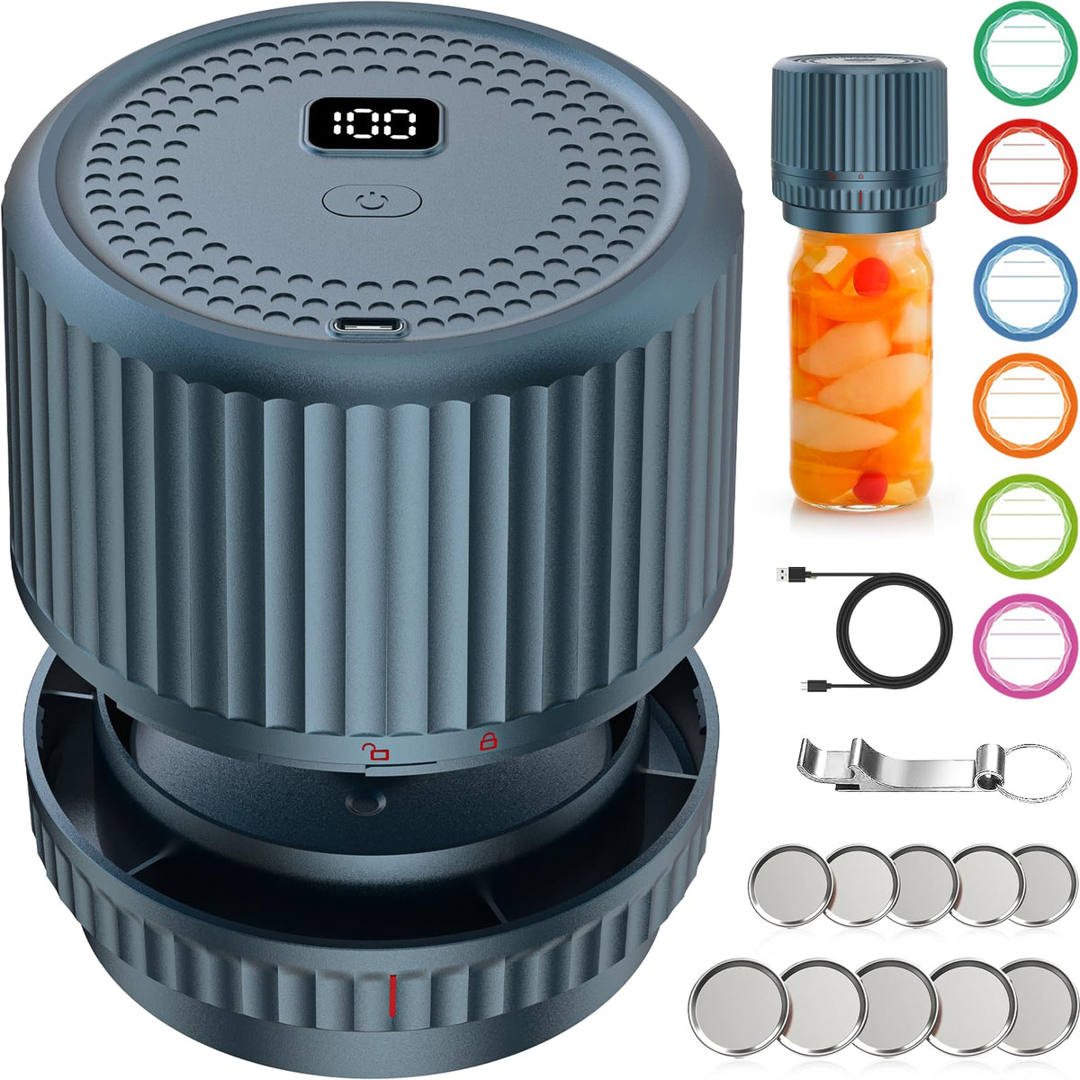 UNERVER M12 jar sealer center press for effortless vacuum sealing