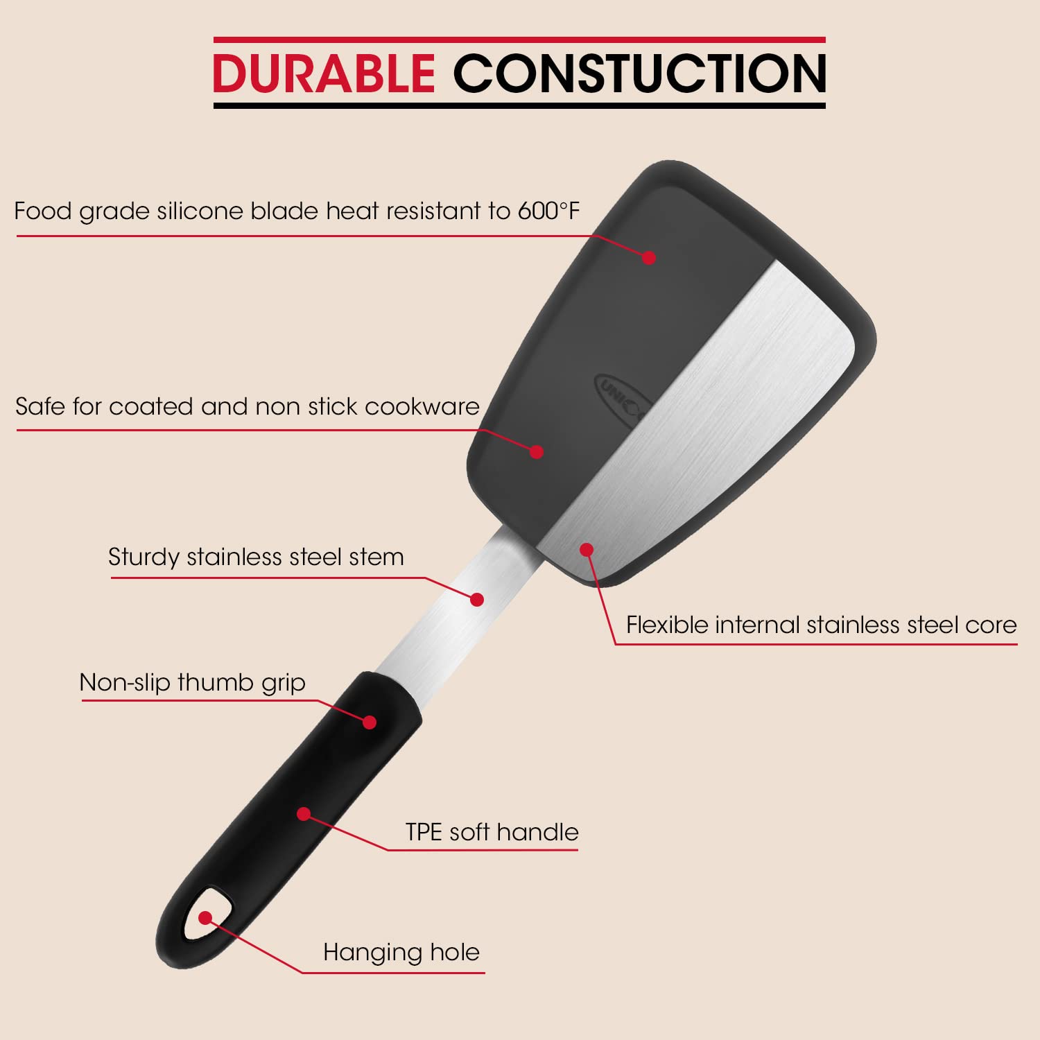 Unicook 2-pack large spatula for flipping burgers and pancakes.