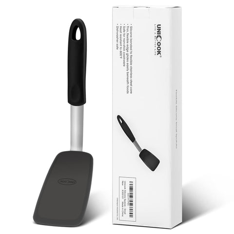 Unicook flexible silicone spatula angled edge for easy under food lifting