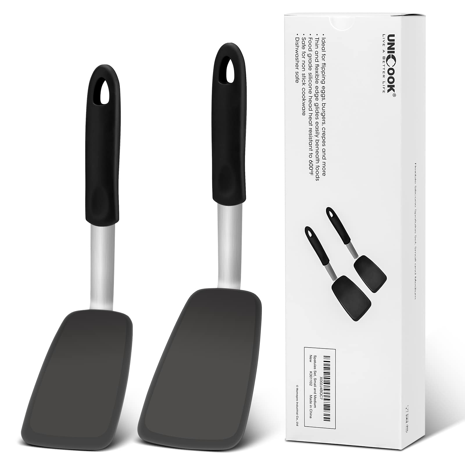 Unicook flexible silicone spatula turner full view for everyday flipping tasks