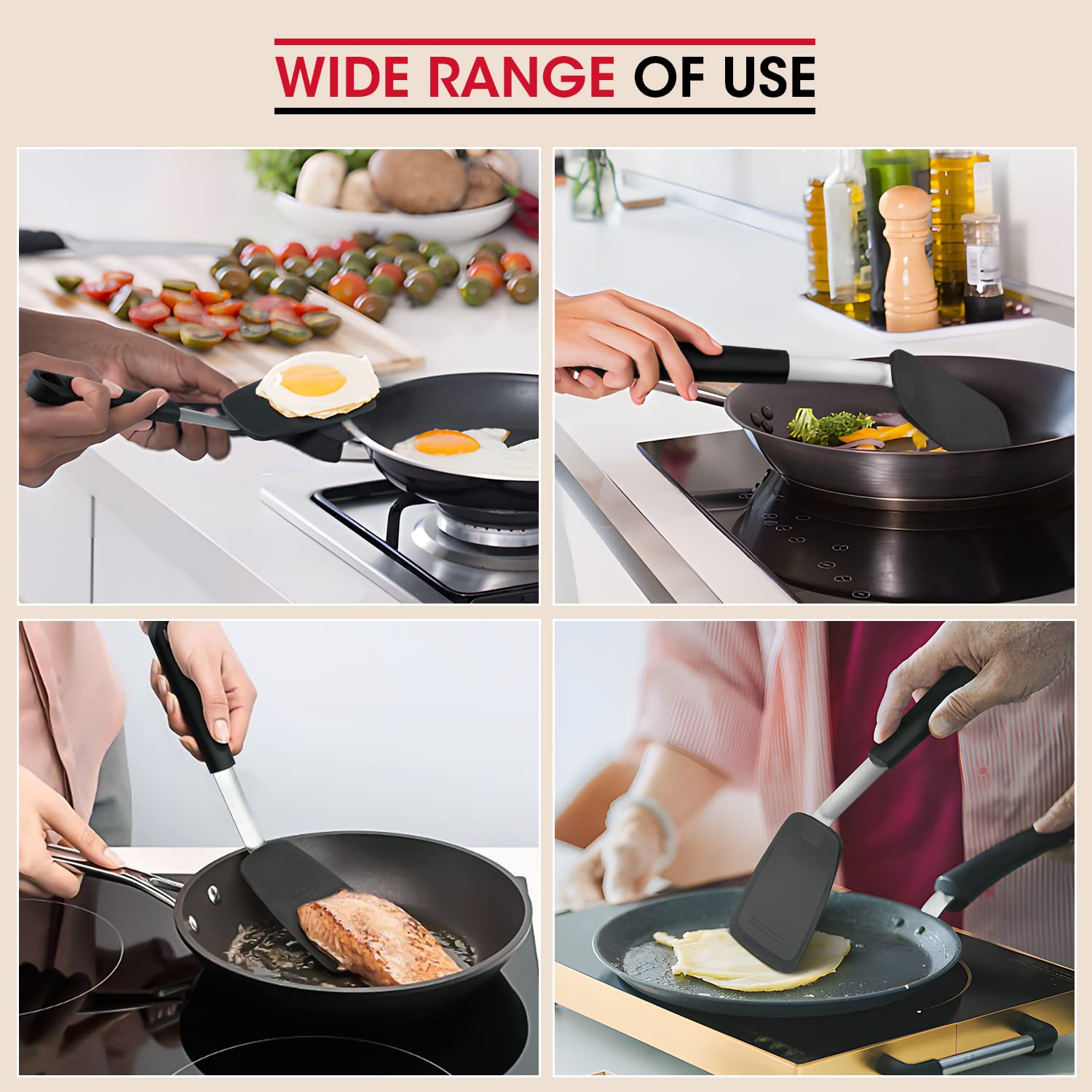 Unicook medium silicone spatula ideal for eggs and burgers.