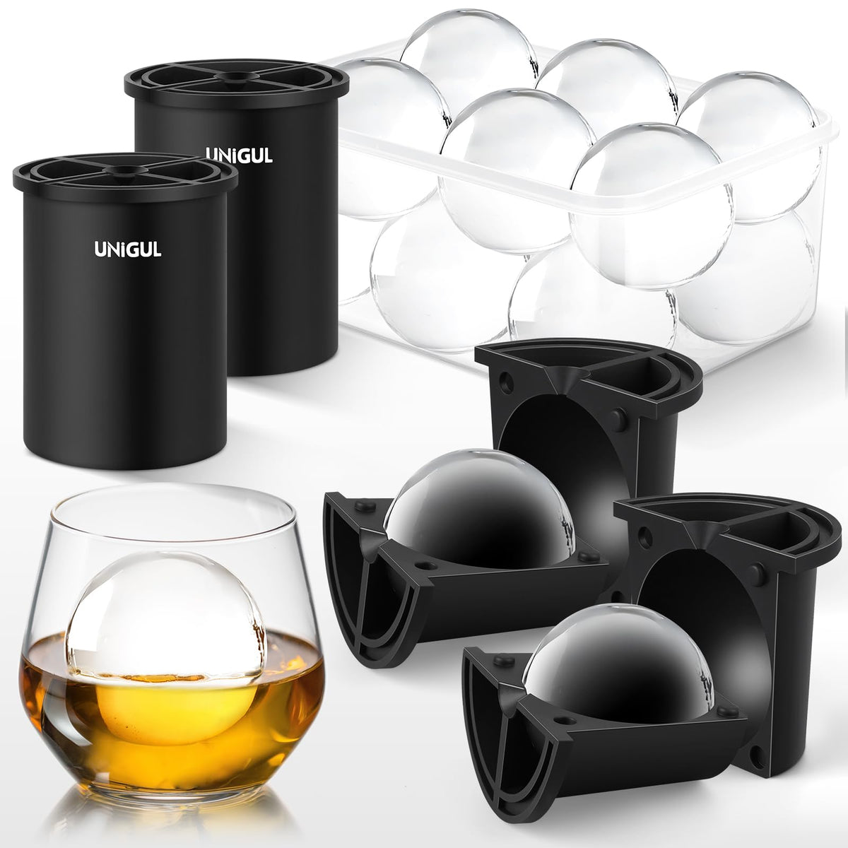 Unigul clear ice ball mold creates a pristine 2.5 inch whiskey sphere