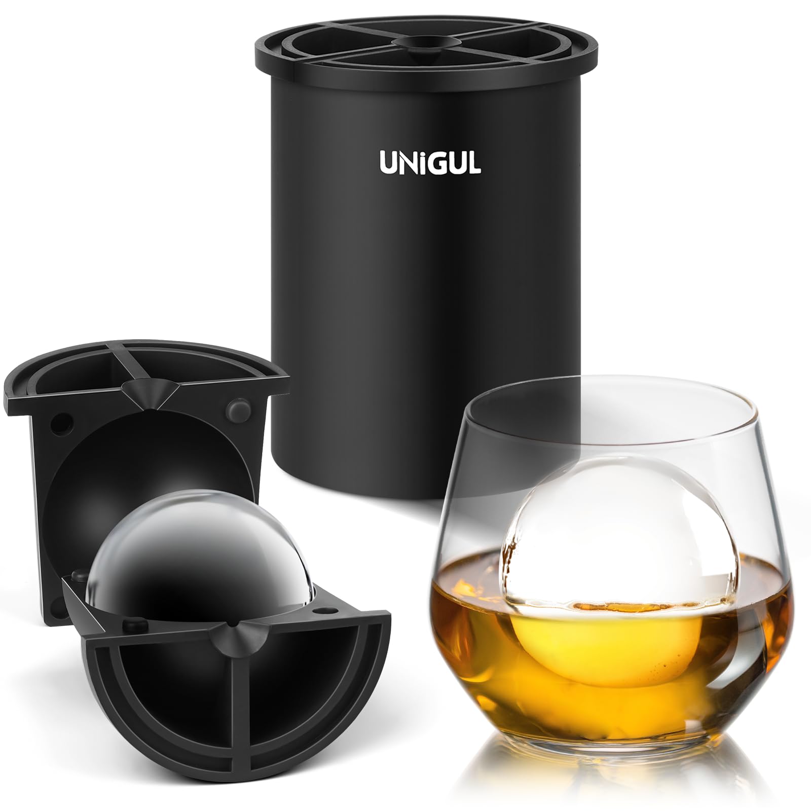 Unigul clear ice cube maker creates pristine 2.5-inch ice spheres for slow-diluting drinks