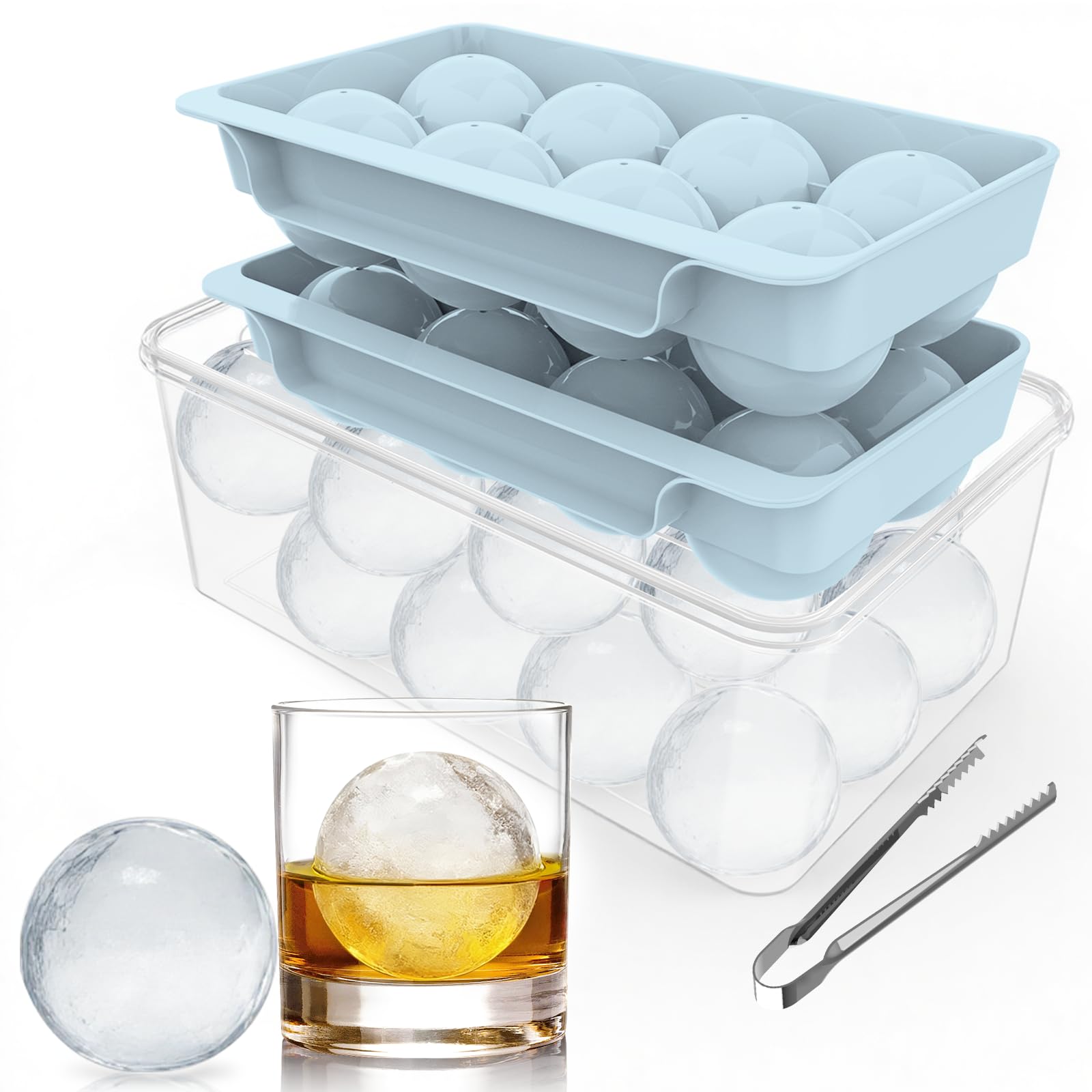 Unigul large ice ball mold with eight spheres for slow-melting drinks.