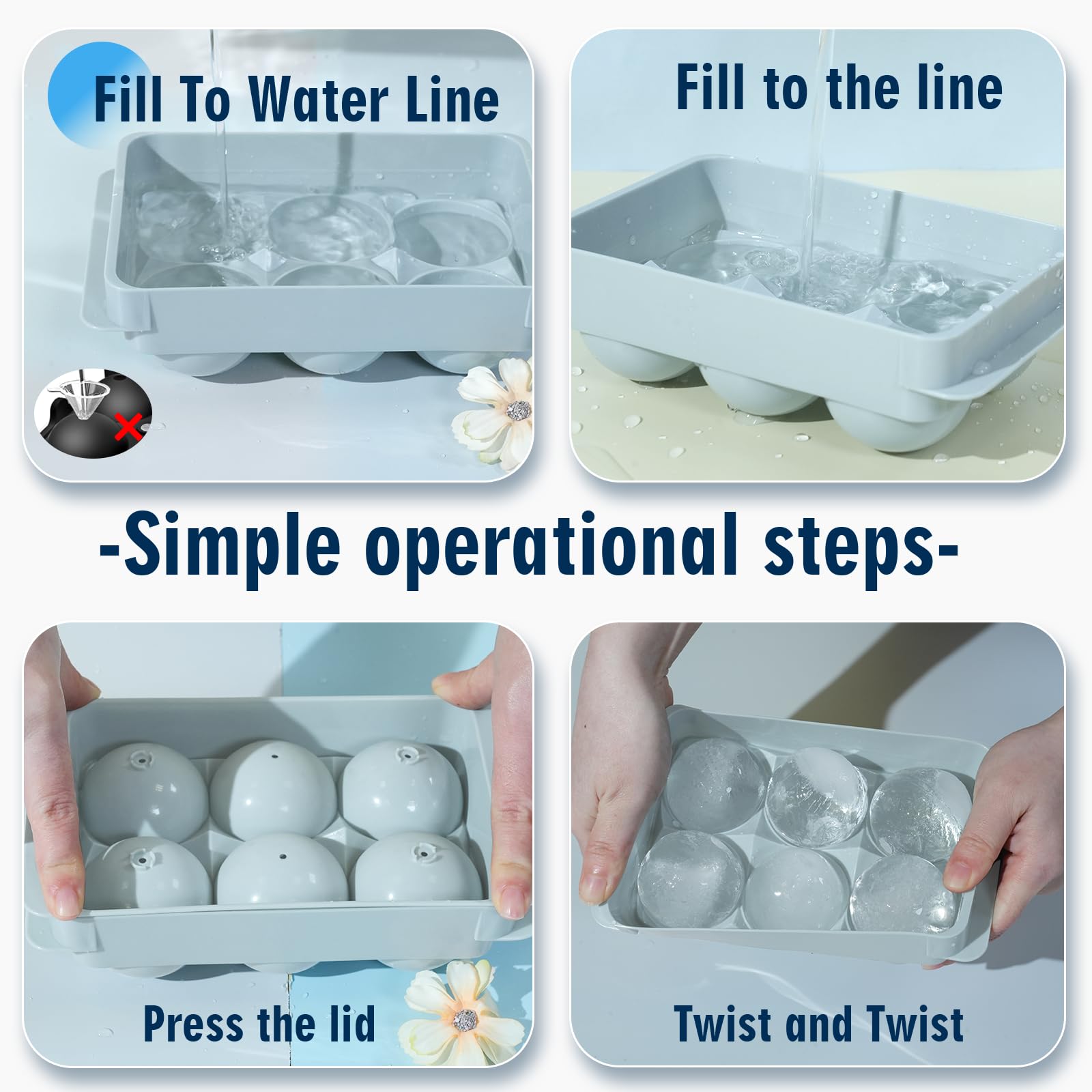 Unigul six-sphere ice cubes provide slow melting for steadier drinks.