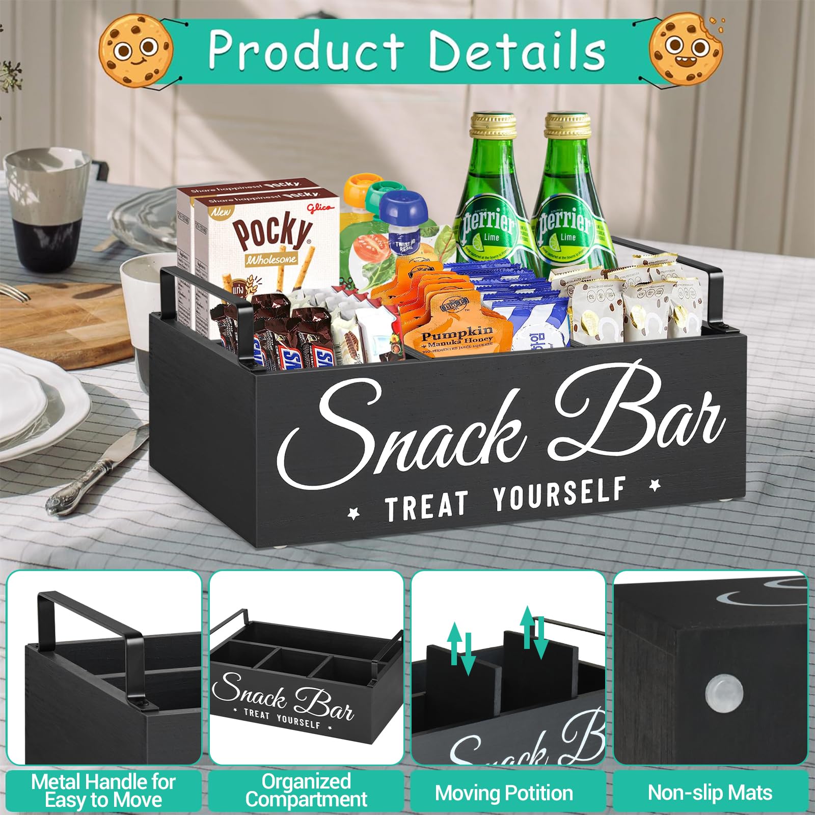 Unistyle rustic farmhouse snack tray for organized kitchen counter