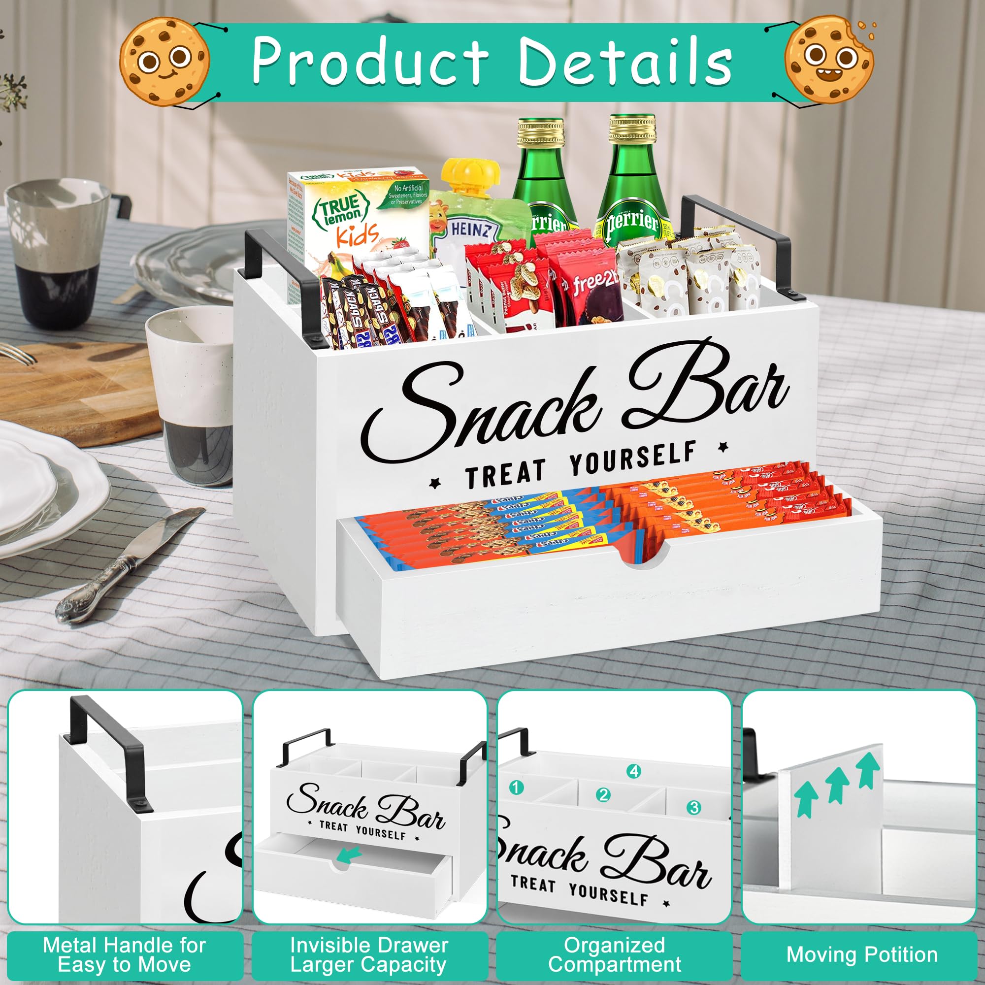 Unistyle wooden snack bin front displays a rustic decor label.