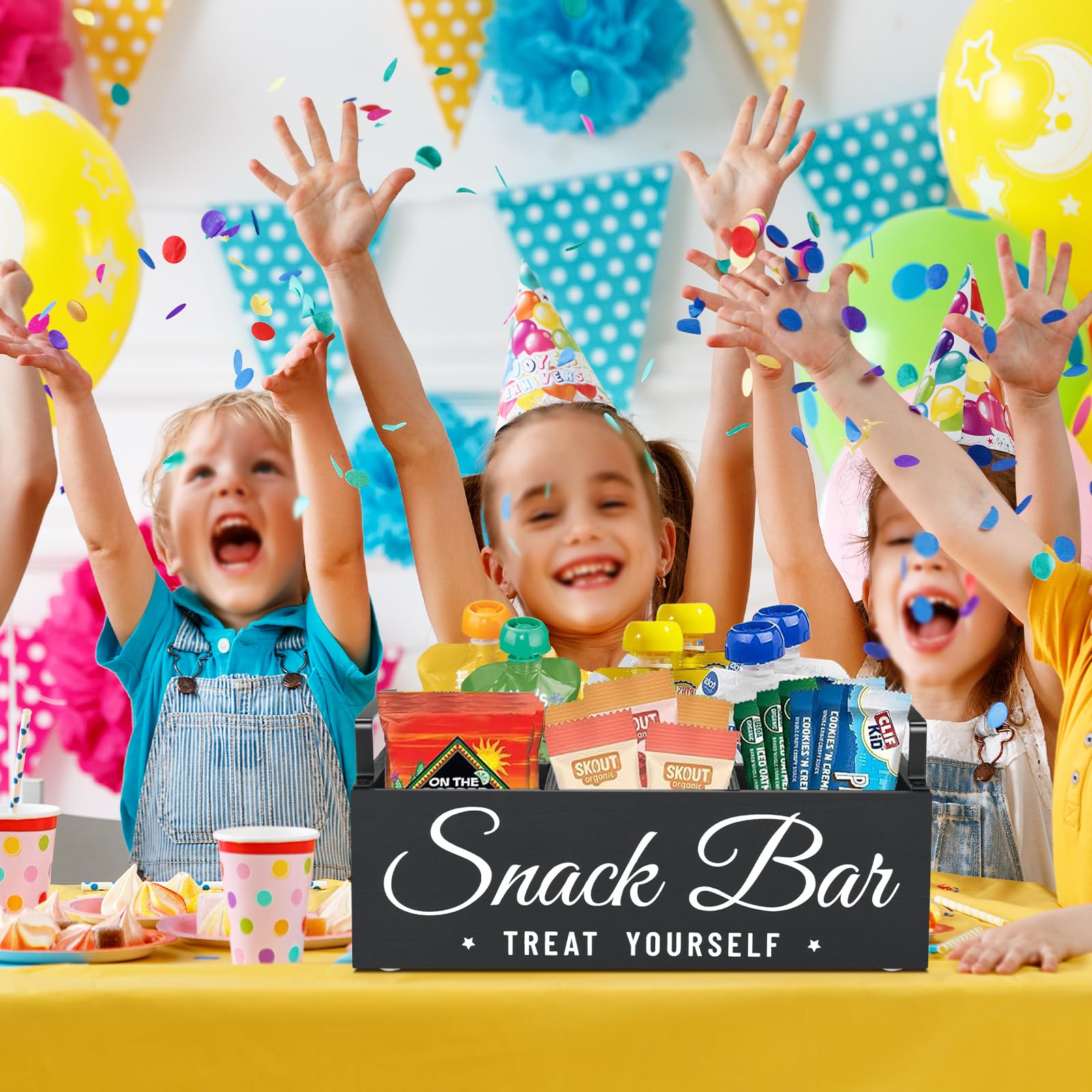 Unistyle snack organizer with four compartments for tidy counter storage