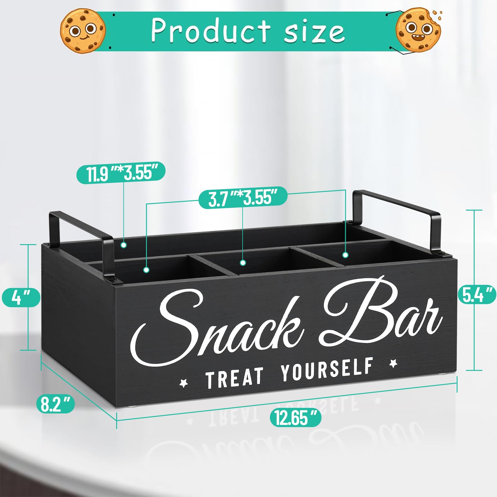 Unistyle wood pantry bin front reads Snack Bar for style