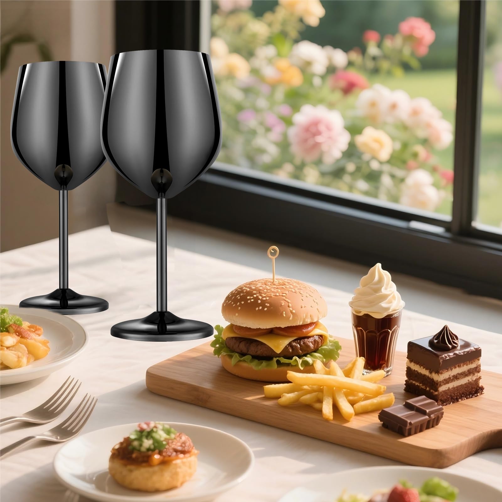 BPA-free stainless steel construction of UNISWEET wine glasses emphasizes safety and durability