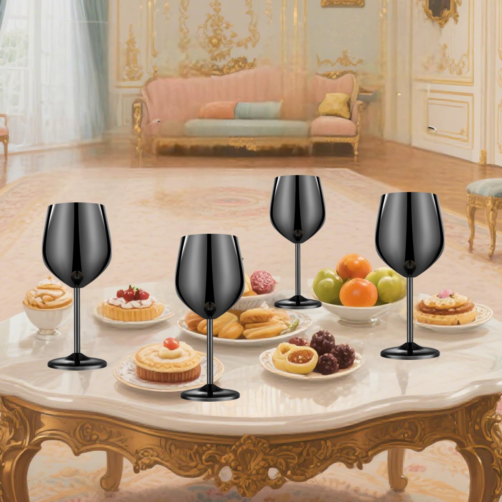 UNISWEET glass swirls to aerate wine, showcasing the refined mirror-black finish