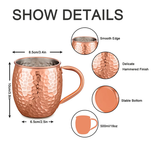 UNISWEET Moscow Mule Mugs stainless steel liner keeps beverages safe and odorless.