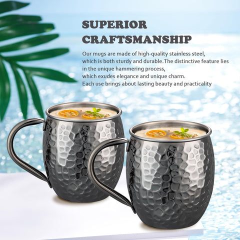 UNISWEET Moscow Mule Mugs handle detail in black copper, welded construction delivers secure grip during parties