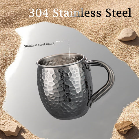 UNISWEET Moscow Mule Mugs with ice, perfect for chilled cocktails, coffee during camping, or cold wine