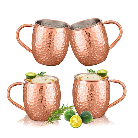UNISWEET Moscow Mule Mugs Set of 4 in copper for stylish entertaining.