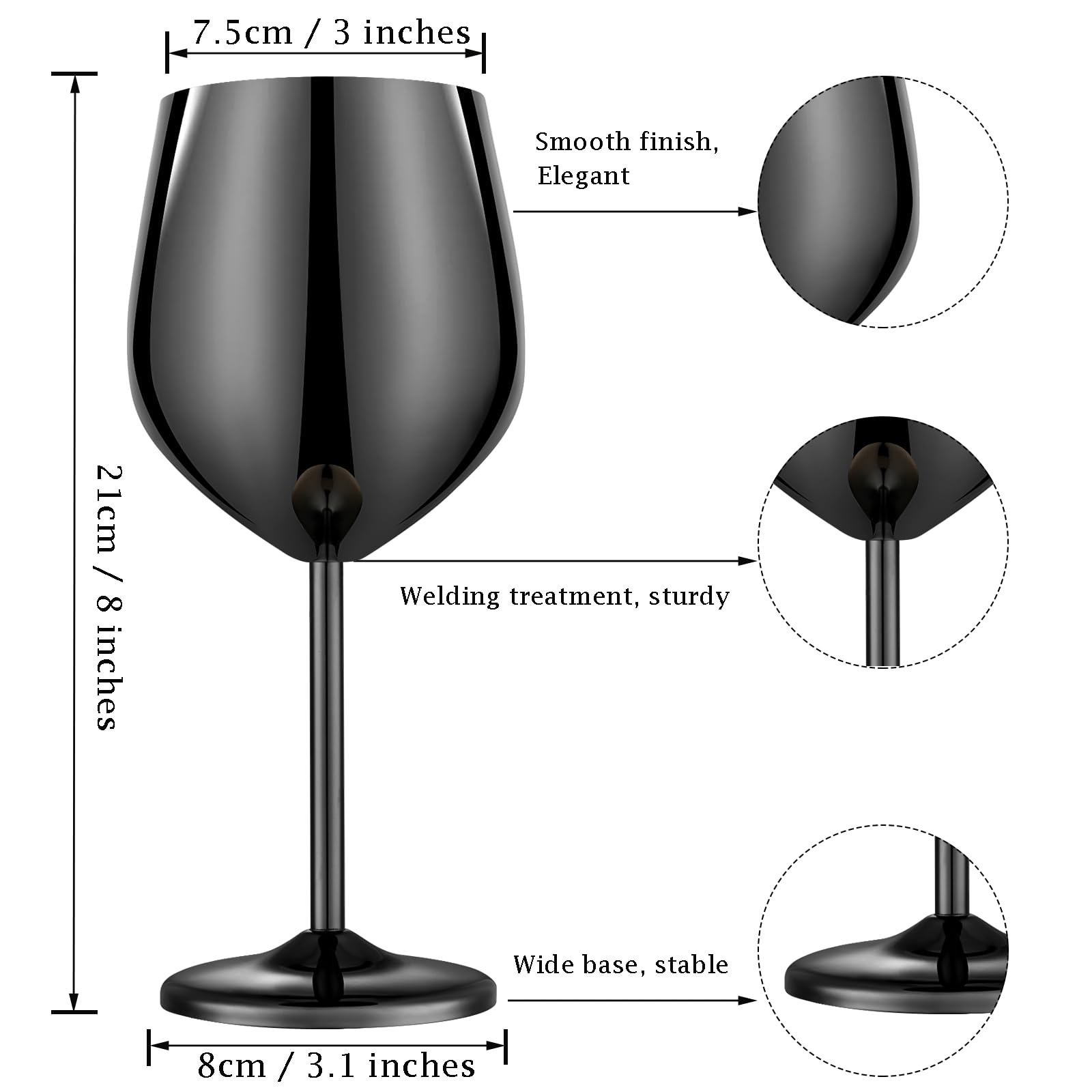 UNISWEET 18 oz glasses with weighted flat base for stability on outdoor surfaces