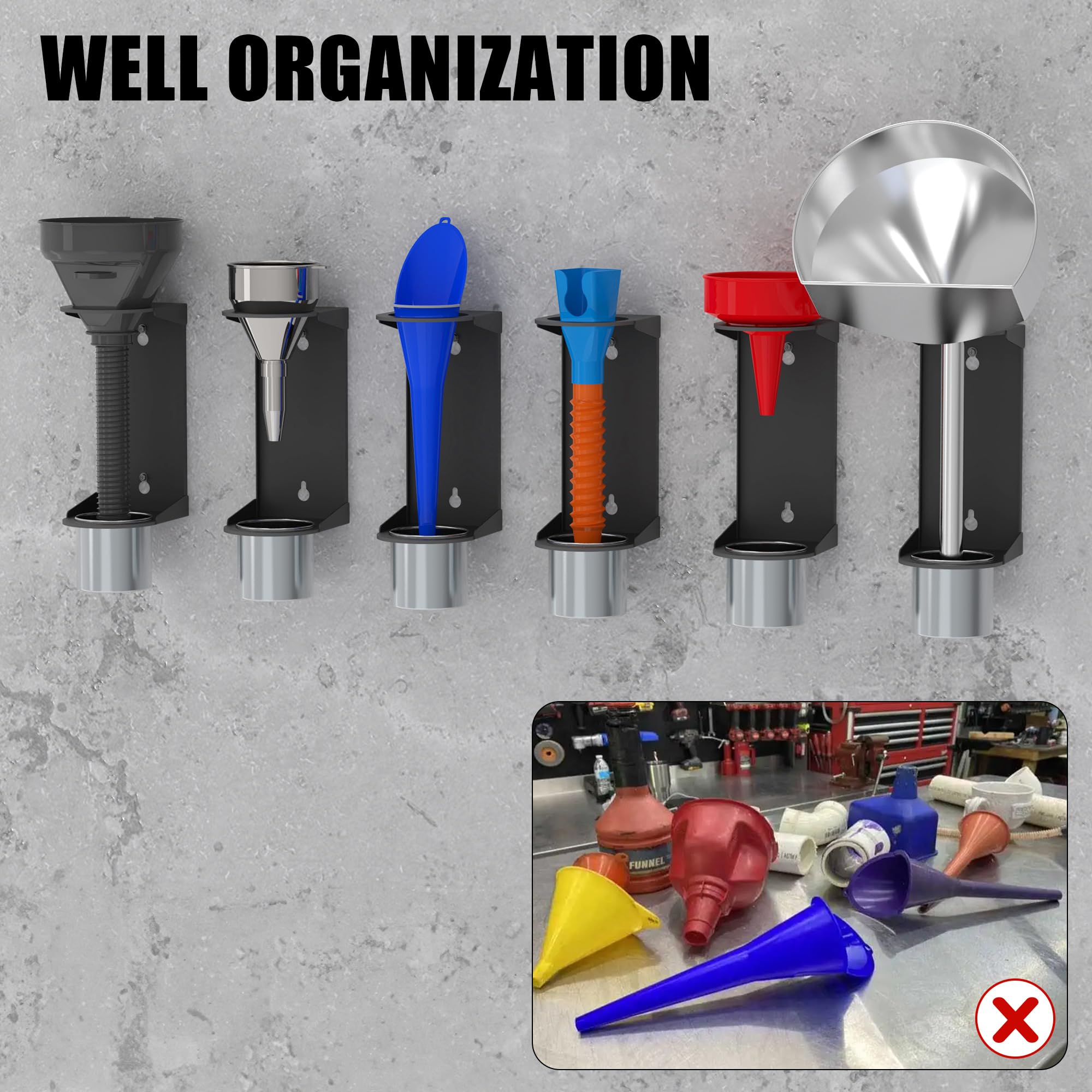 UNITEDPOWER sturdy metal funnel rack withstands daily use