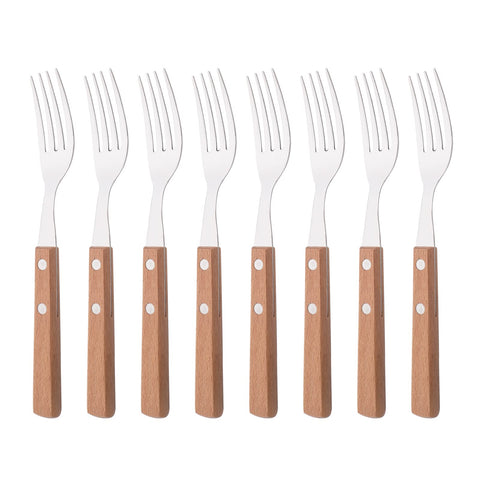 Uniturcky dinner forks set of eight with wooden handles for elegant dining