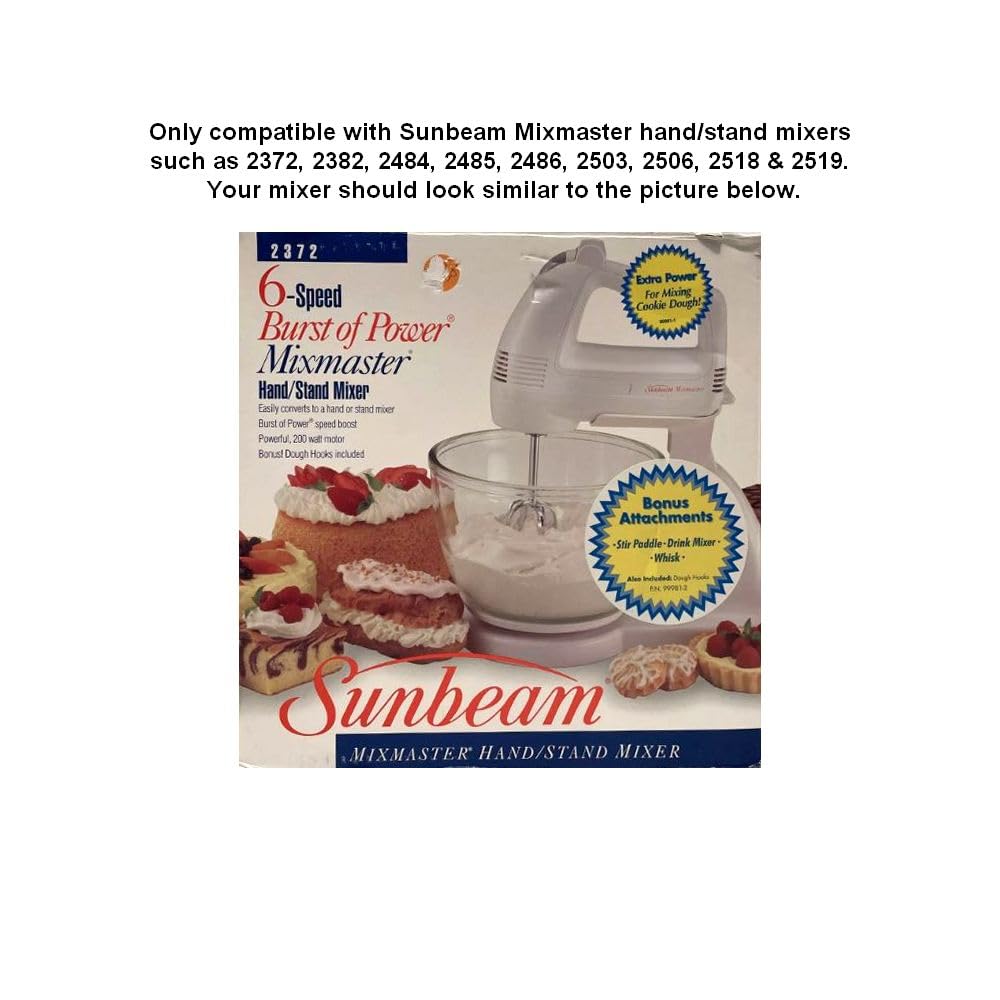 Eight-inch Univen beaters designed for Sunbeam Mixmaster compatibility with specific models.