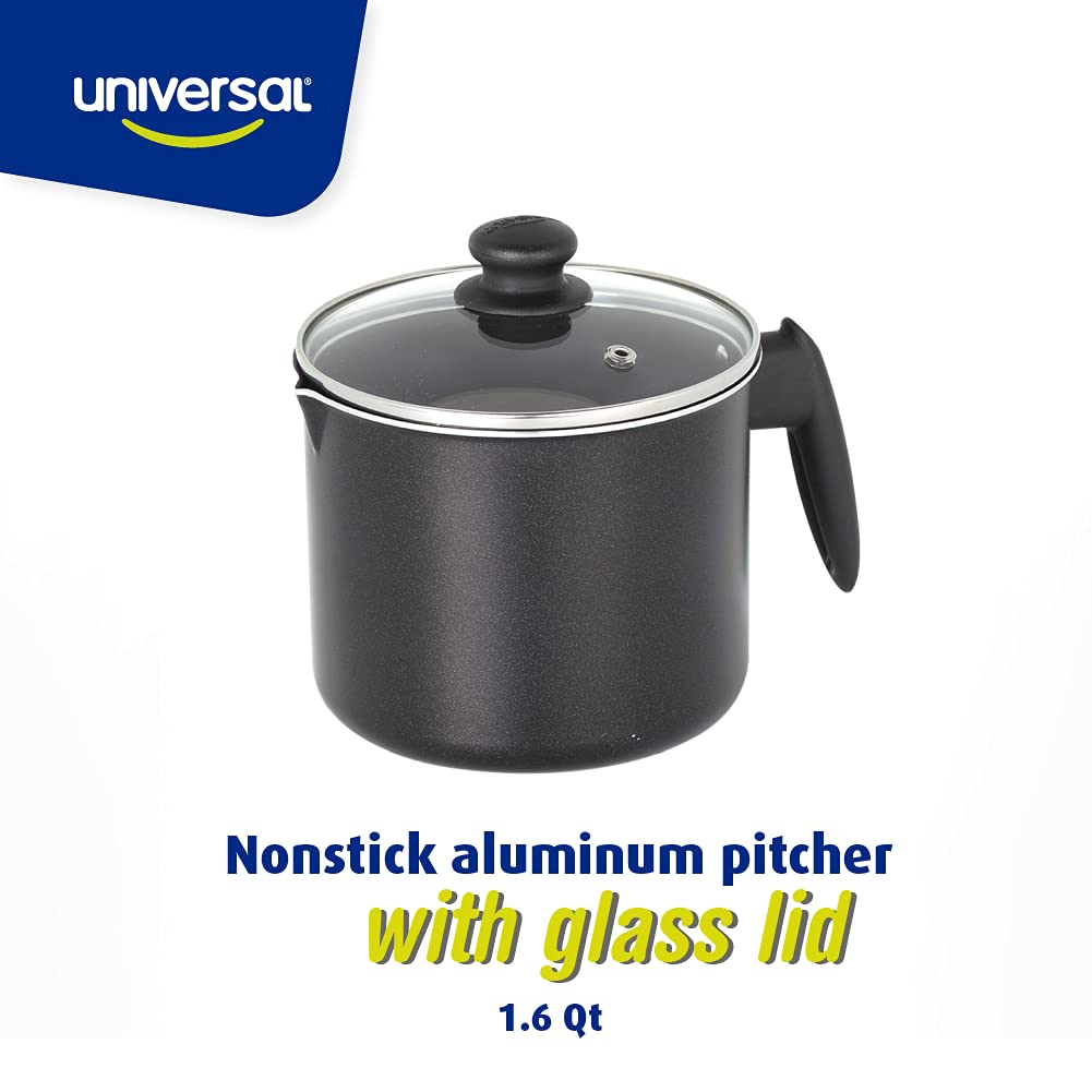 Universal aluminum pitcher showing quick, even heat for frothing milk.