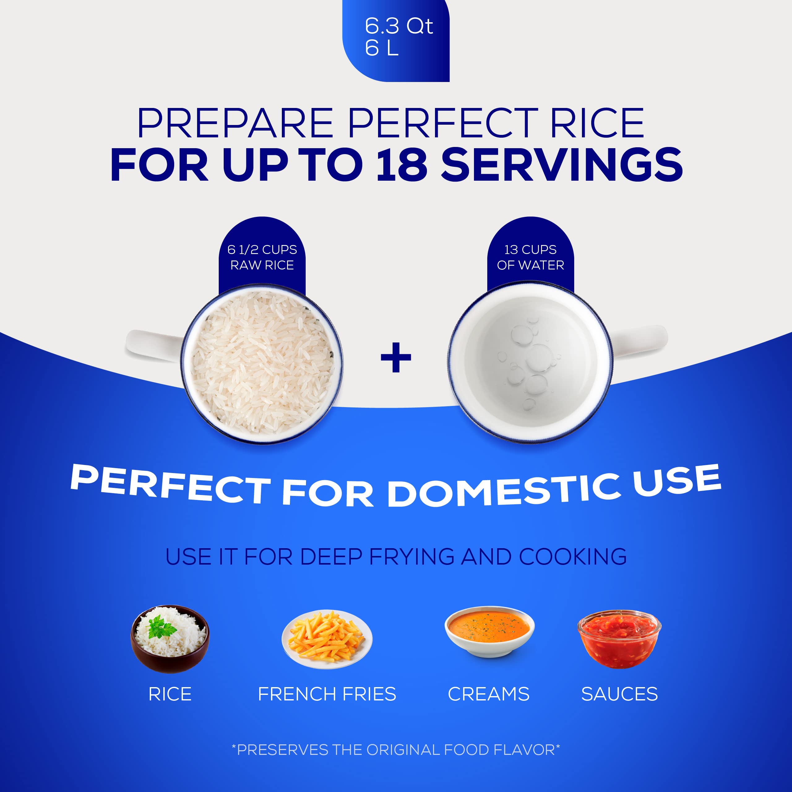 Universal Caldero deep-frying scene shows crispy results with less oil splatter.