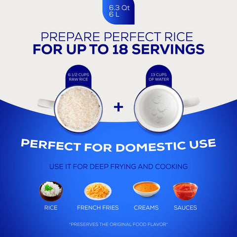 Universal Caldero deep-frying scene shows crispy results with less oil splatter.